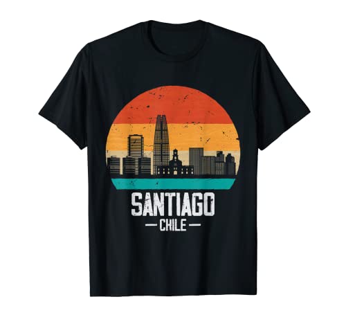 Retro Vintage Sunset Skyline Santiago de Chile Camiseta