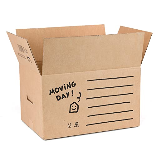 ONLY BOXES Pack 10 cajas mudanza. Cajas cartón 43x30x25 cm para mudanzas y almacenaje con asas. Cajas organizadoras. Cajas de cartón
