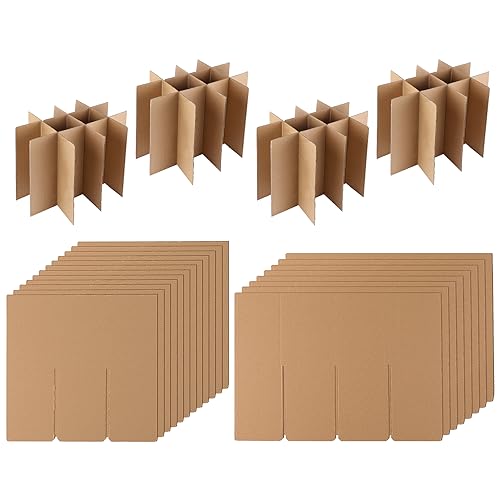 4 Set Pack Mudanza Cajas, Material de Embalaje Divisores de Contenedores de Cartón Corrugado Kits de Divisores de Vasos de Caja de Mudanza para Cajas de 40,6x 30,5x30,5cm (Caja no Incluida)
