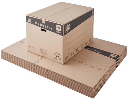 Pack de 10 cajas de cartón para mudanza XXL 240L - 80x60x50 cm - certificados FSC 70% - Pack and Move