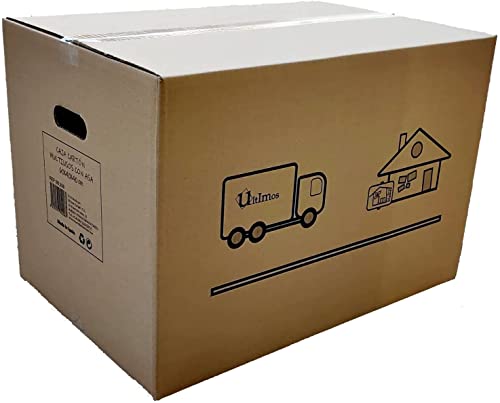 Cajas de Cartón para Mudanzas Almacenaje Transporte con Asas (50 x 30 x 30 cm, 10 Unidades)