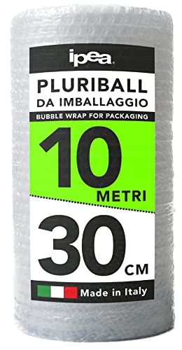 IPEA Rollo de Plástico de Burbujas para Embalaje y Envío – 10 Metros x 30 cm – Fabricado en Italia – Pluriball - Burbujas de Aire para Protección, Acolchado, Embalaje de Objetos – Resistente Desgarro
