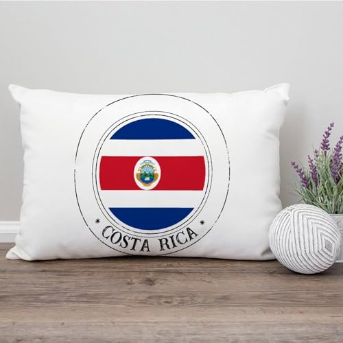 Freecustom Funda de almohada rectangular con bandera de Costa Rica, funda de cojín de orgullo nacional, 12 x 20 pulgadas, almohada decorativa para el hogar, algodón y lino, funda de almohada para