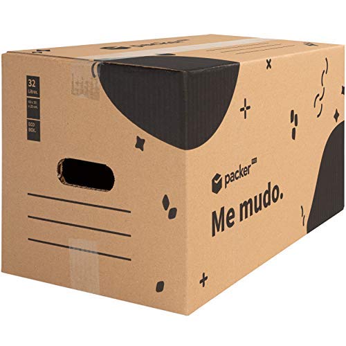 packer PRO Pack 20 Cajas Carton para Mudanzas y Almacenaje con Asas, 43x30x25cm