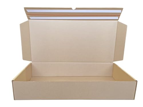 Cajeando | Pack de 10 Cajas de Cartón para Envíos (Caja Boomerang Doble Envío) | Tamaño 72 x 35 x 13 cm | Color Marrón | Permite Hacer Dos Envíos en Uno | Mudanzas | Fabricadas en España