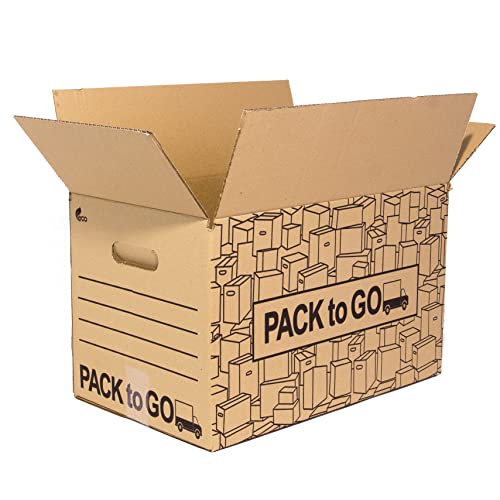Pack 25 Cajas Carton Almacenaje, Mudanza con Asas, Carton reforzado de 50x30x30cm.