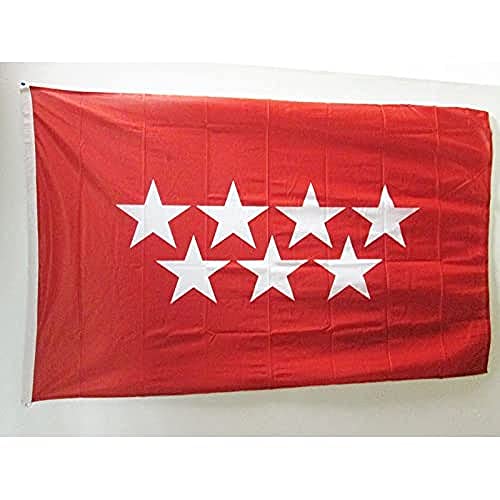 AZ FLAG Bandera de la Comunidad DE Madrid 150x90cm Uso Exterior - Bandera MADRILEÑA 90 x 150 cm Ojales