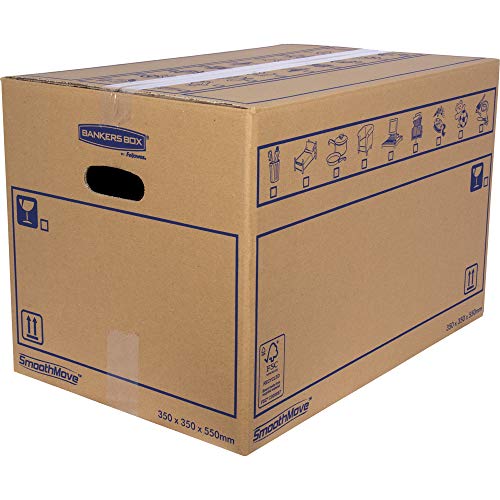 Bankers Box Caja de transporte y mudanza, Marrón, Talla XL, 55 x 35 x 35 cm, 67 L
