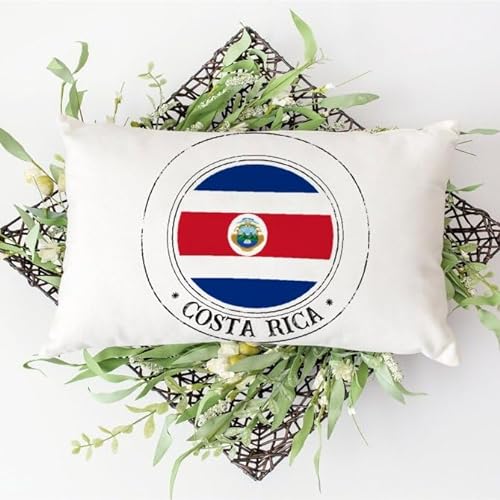 Freecustom Funda de almohada rectangular con bandera de Costa Rica, funda de cojín de orgullo nacional, 12 x 20 pulgadas, almohada decorativa para el hogar, algodón y lino, funda de almohada para
