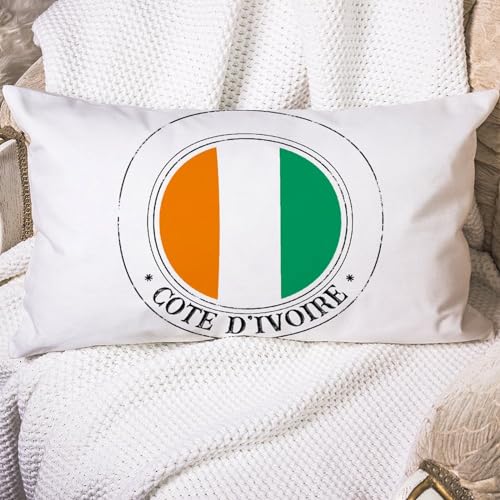 Freecustom Fundas de almohada lumbares de la bandera de Costa de Marfil, 20 x 30 pulgadas, almohada decorativa para el hogar, algodón y lino, fundas de cojín artísticas para sofá, dormitorio, coche