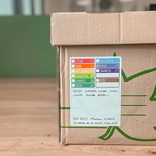 AVERY - Bolsa de 60 etiquetas para mudanza que permite identificar las cajas de cartón, formato rectangular, 9,9 x 13,9 cm