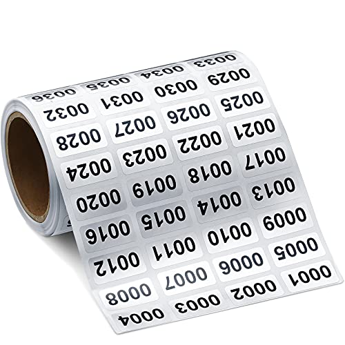 Pegatinas Etiquetas de Número Consecutivo Pegatinas de Inventario de Números Impermeables para Inventario Almacenamiento Clasificación, 0.39 x 0.78 Pulgadas(001 a 2000)